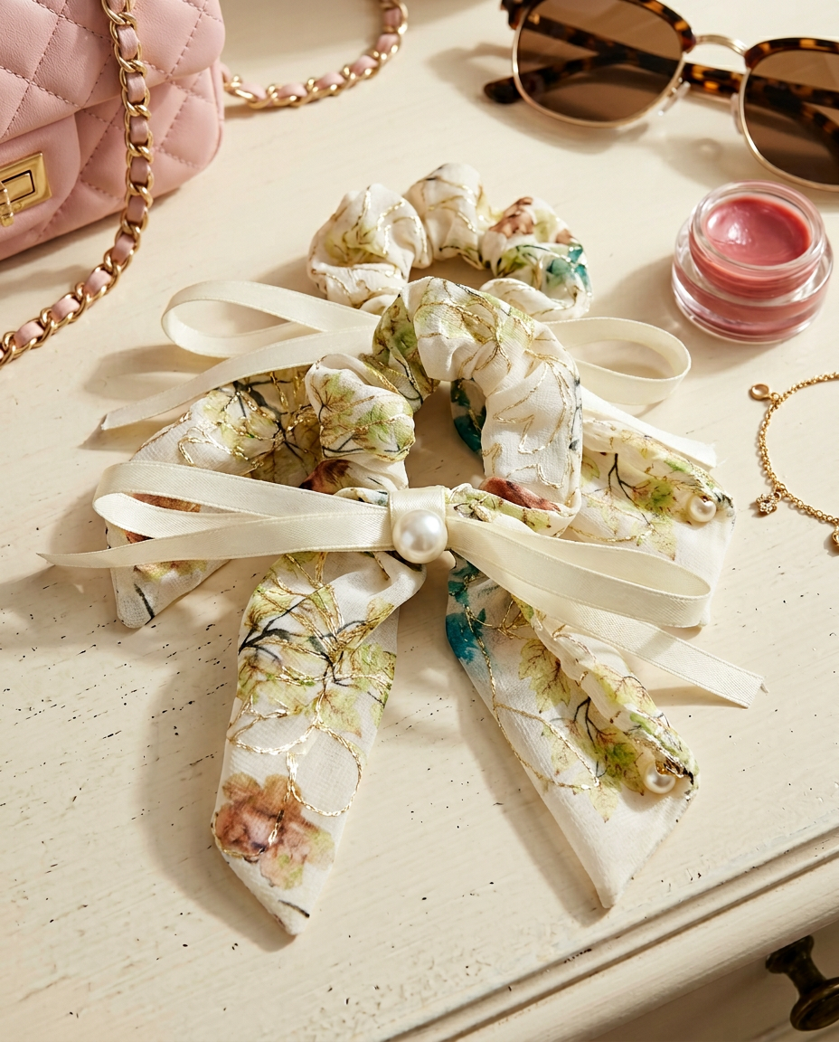 Patterned Bow- Scrunchie